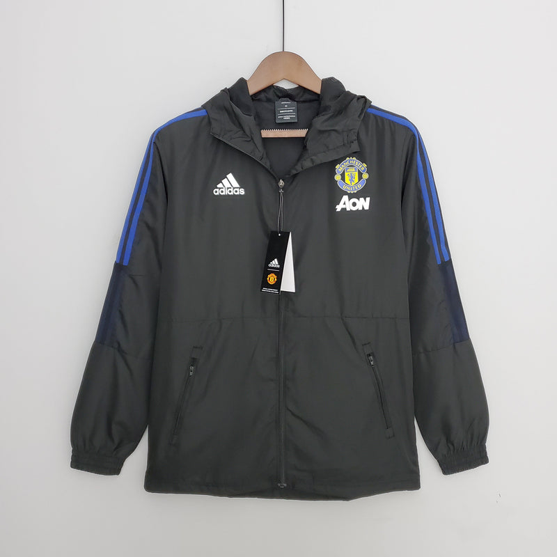 Corta-vento Manchester United 21/22 Adidas - Preto e Azul